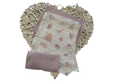 Preview: Stoffzuschnitte DIY Nähset Kurze Baby Pumphose nähen Jersey Strandkinder plus Bündchen altrosa Geschenk Baby Preview: DIY Nähkit Stoff Zuschnitte plus Anleitung zum Nähen einer kurzen Babypumphose Design Strandkinder